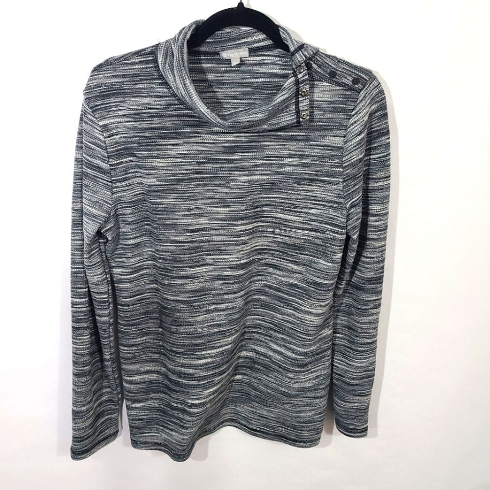 T By Talbots‎ Women's Size Large L Grey Cowl Neck Shirt Pullover Top Casual